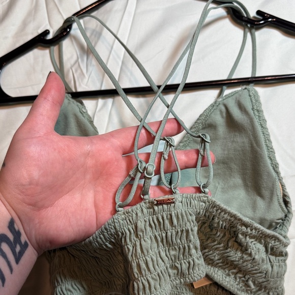 VS PINK Sage Green Smocked Bralette - Picture 4 of 4
